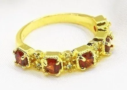 Red Crystal Ring Gold