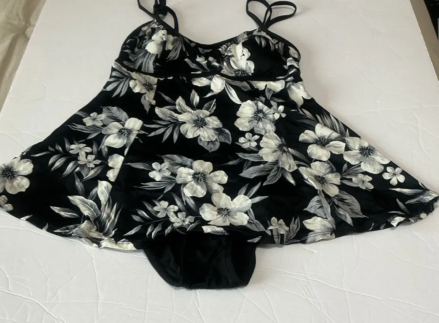 Floral Black and cream one piece Swimsuit Size 12