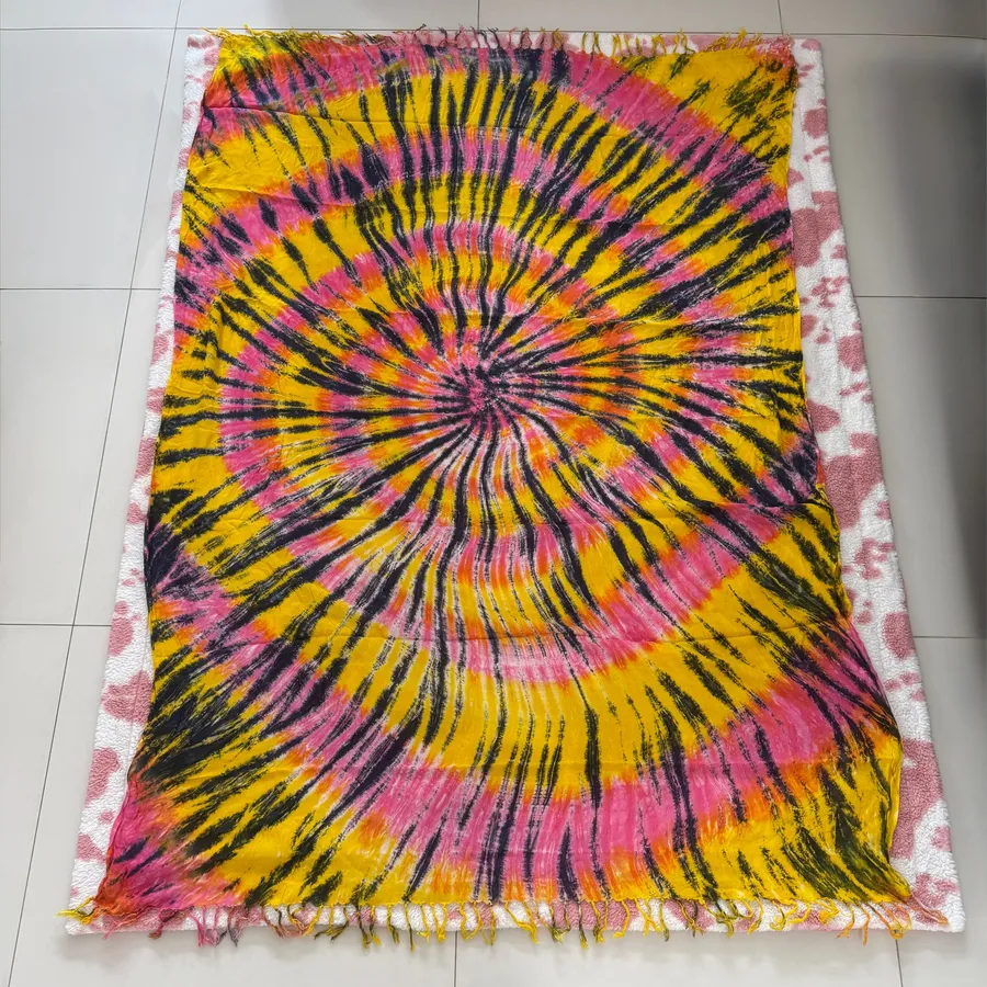 đ Y2K Psychedelic Sunset Tie Dye Tassel Scarf Festival Wrap Multiple