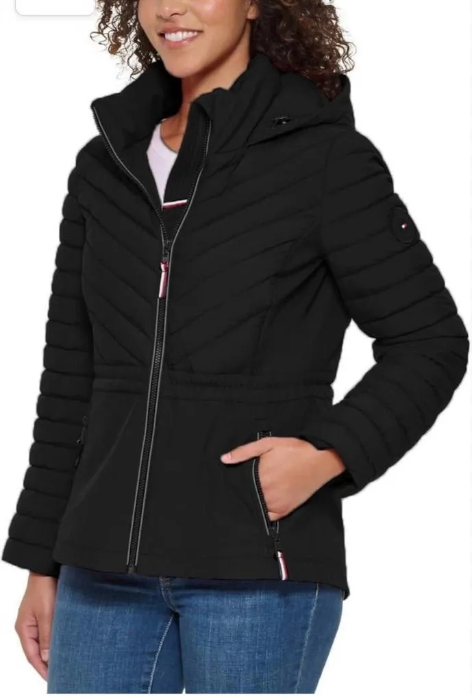 Women’s Black Quilted Hooded Jacket