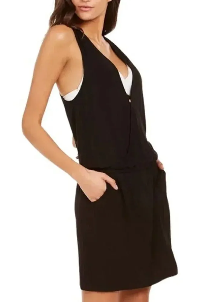 Calvin Klein Surplice Racer Back Tunic Swim Cover Up Dress Black Size L/XL NWT