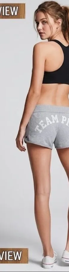 VTG Y2K Victoria's Secret PINK grey "Team Pink" low-rise booty shorts large.