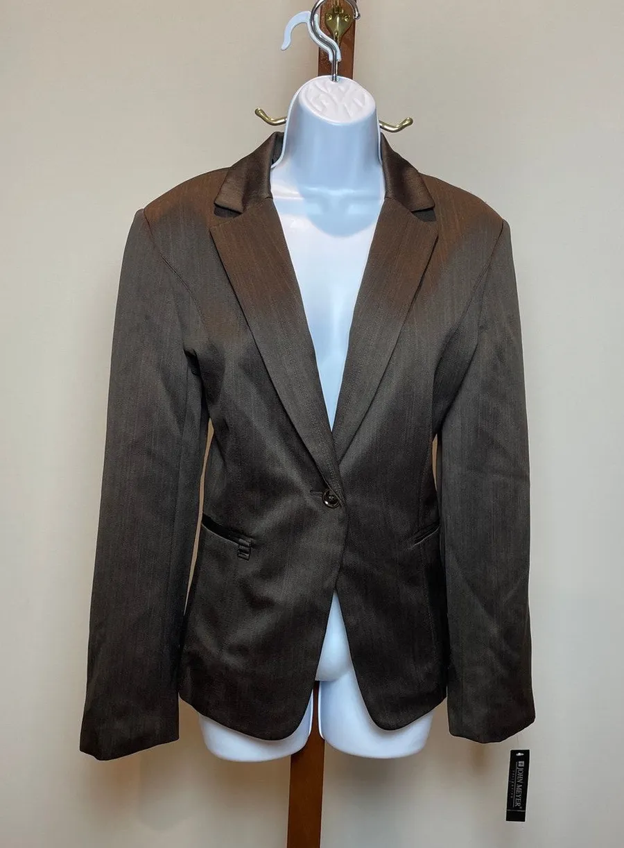 John Meyer Collection Brown Blazer Single Button Lined Size 14 New With Tag