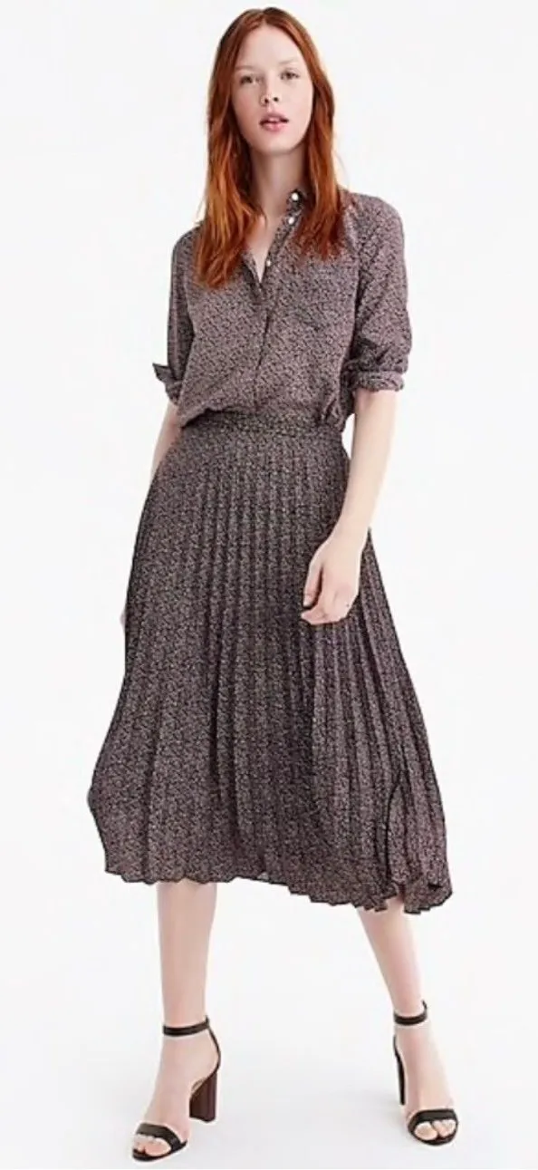 Crew Womens Multi Pleated Midi Skirt in Party Dot J1665 Size 12