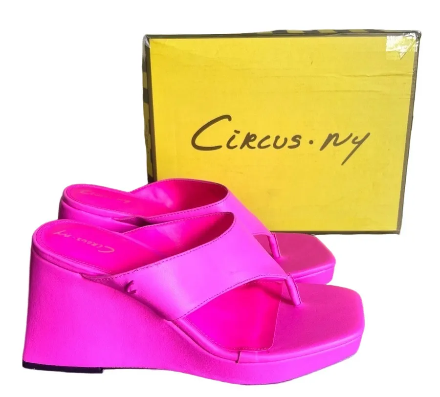 Circus NEW NY Moira Pink Punch Women's Wedge Sandal Size 8.5 #B1672