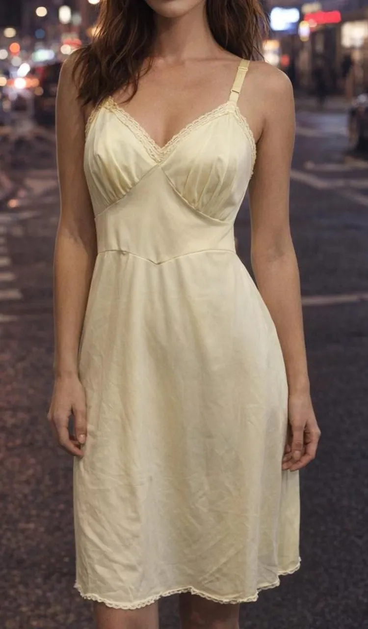Shadowline Women's Yellow Slip Dress Size 32 Small Romantic Minimalist Indie