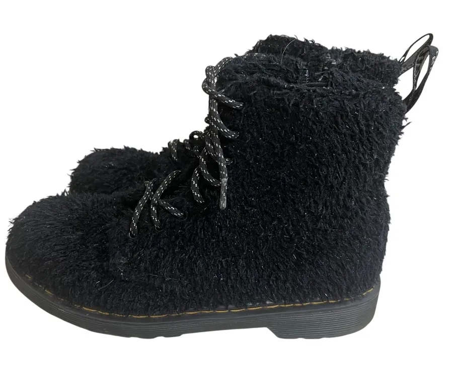 Dr Martens Pascal Furry Fleece Black Combat Boots Women US 5 / men 4/UK 3 4