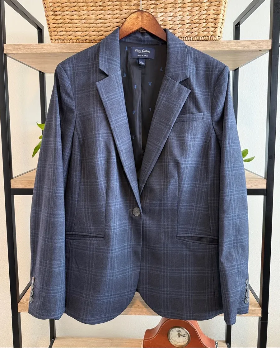 Lands' End Lined Woven Career Dress Suit Blazer, 18