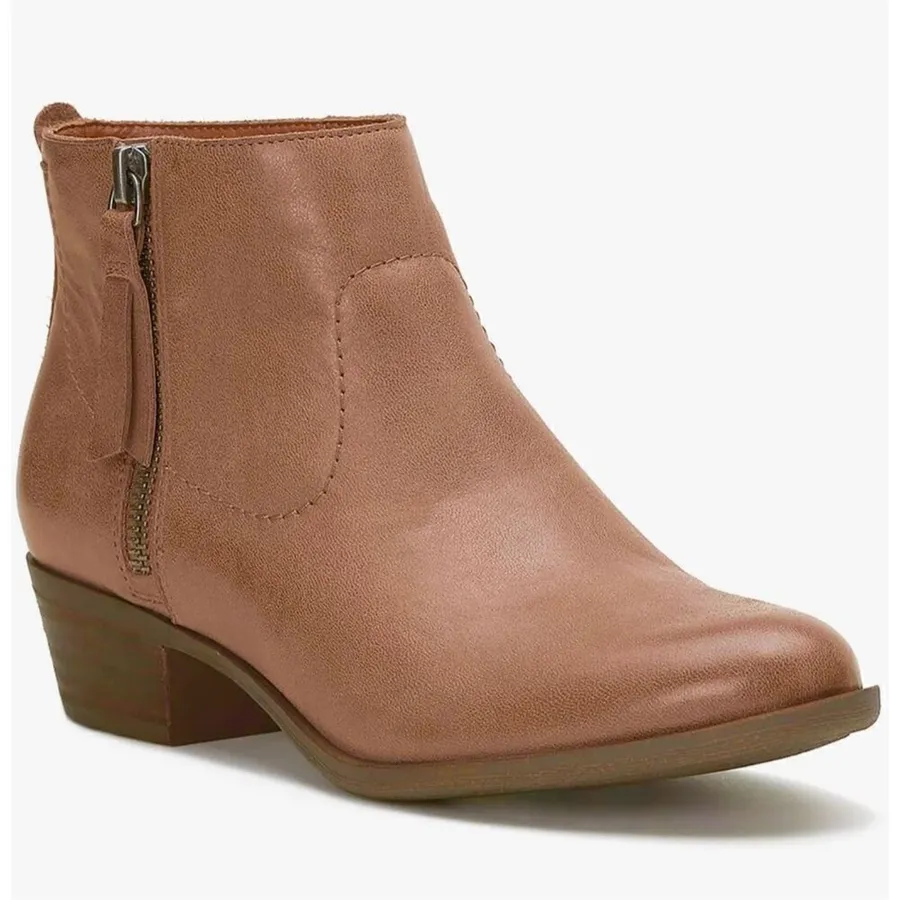 Lucky Brand Booties Size 10 Leather Brown Low Heel Ankle Boots