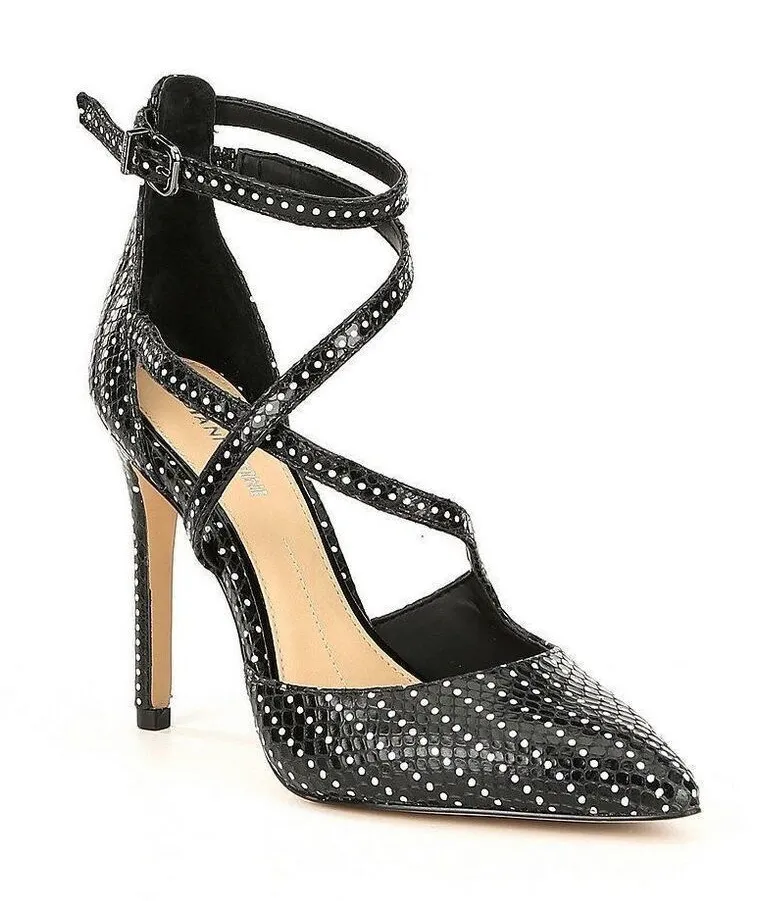 Gianni Bini Stiletto Heel in Black White Dot Size 5.5