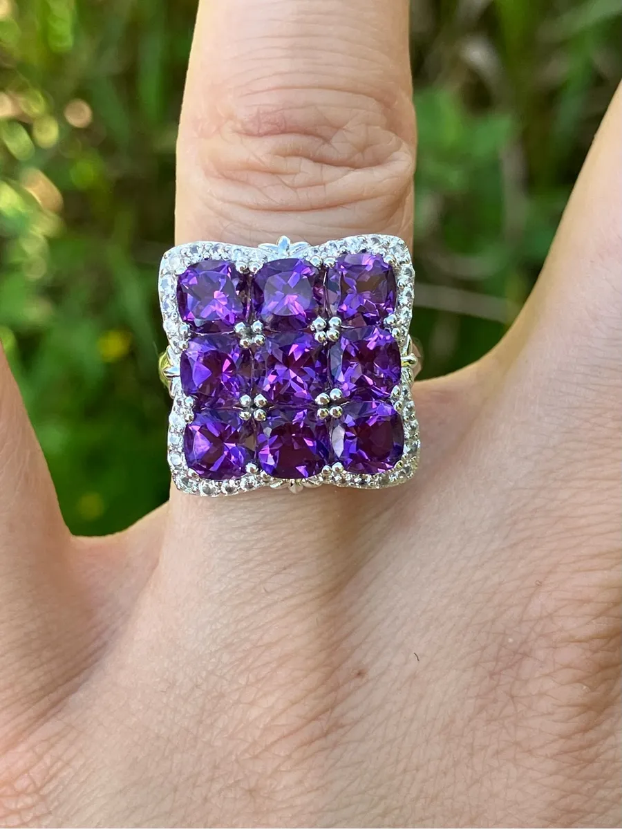 African Amethyst Sterling Silver Ring Size 6 Purple
