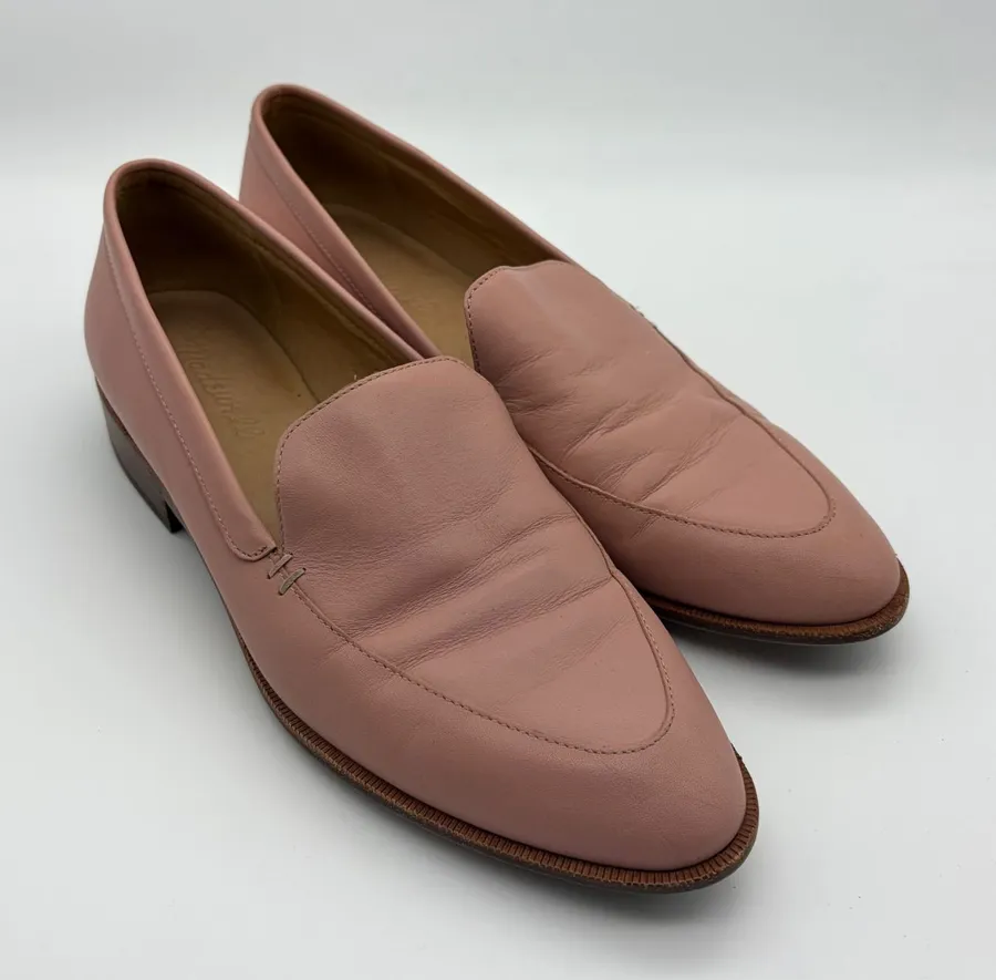 Madewell Frances Loafer Pink Leather Pointed Almond Toe Shoes J8402 Size 7.5
