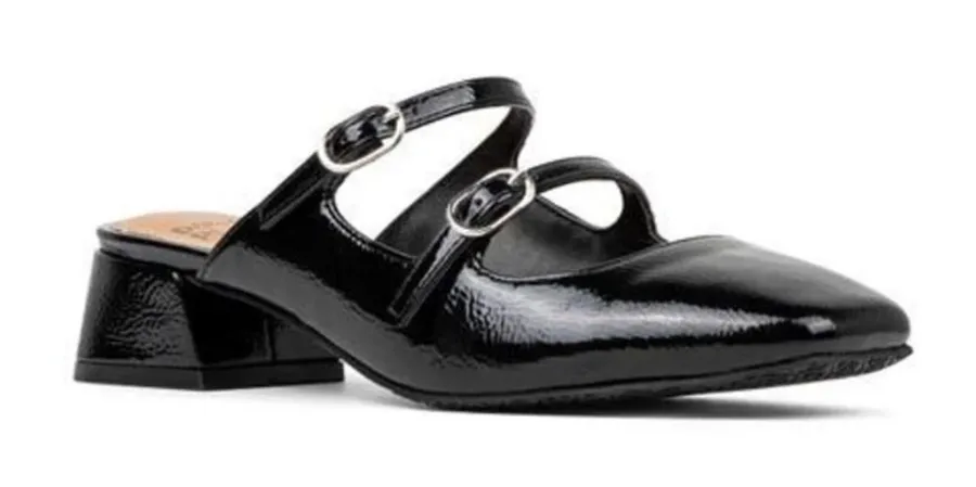 New! Donald Pliner Tria Double Strap MuleSize 7 Black Patent