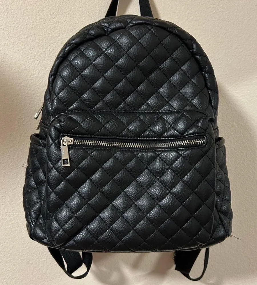 Claire’s Quilted Faux Leather Bag pack Chic and Trendy Black