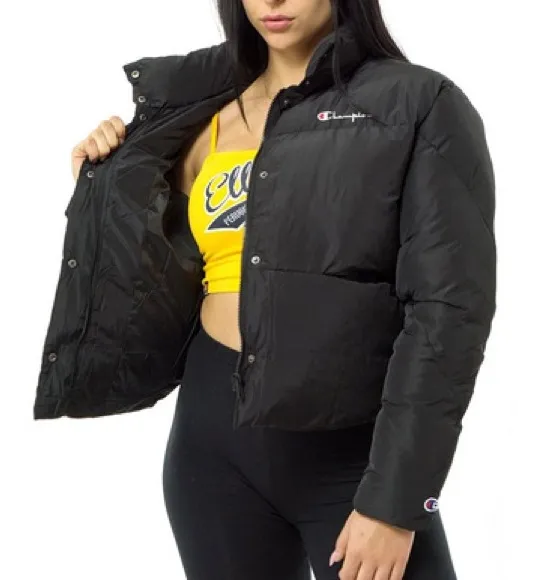 Champion black puffer tech fill damen zip up jacket coat Small women’s