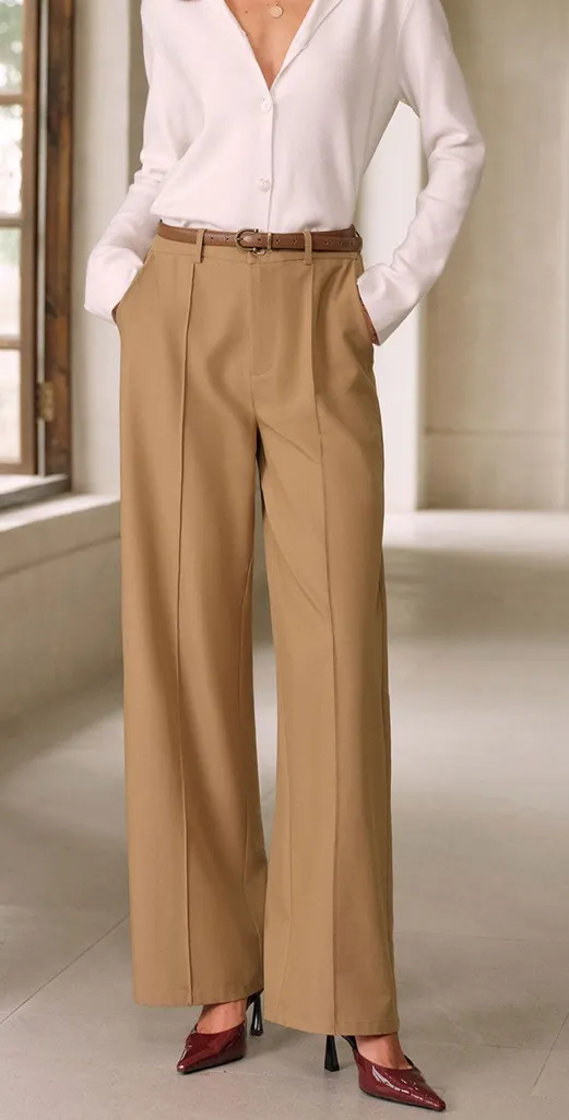 Rihoas Khaki Natural Waisted Pocket Straight Pants Tan Size M