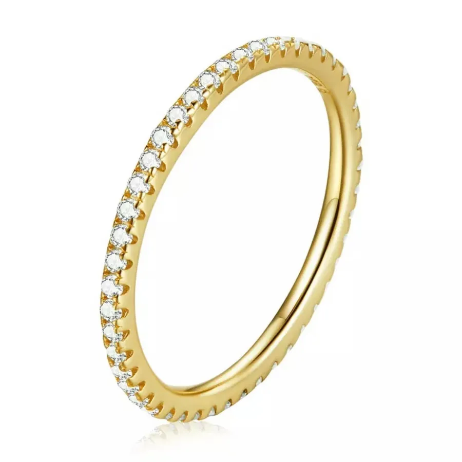 SIZE 6 Gold 925 Simulated Diamond Stackable Ring Eternity Band