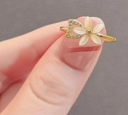 18K Gold Plated Adjustable Flower Ring for Women