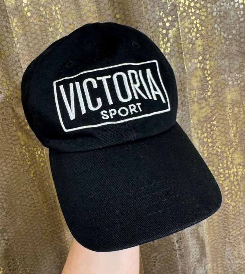 Victorias Secret Sport Black White Embroidered Baseball Hat Cap