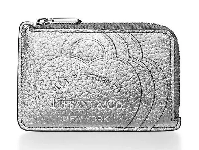 Tiffany & Co. Return to Tiffany Silver Pebbled Zippy Zip Wallet Card Case