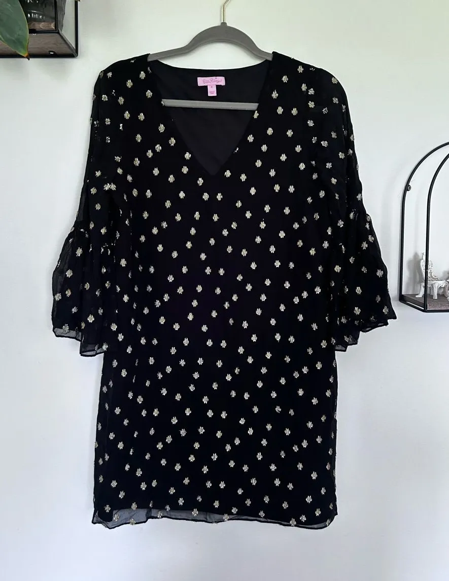Lilly Pulitzer Carolina Tunic Mini Dress Silk Metallic Size 4