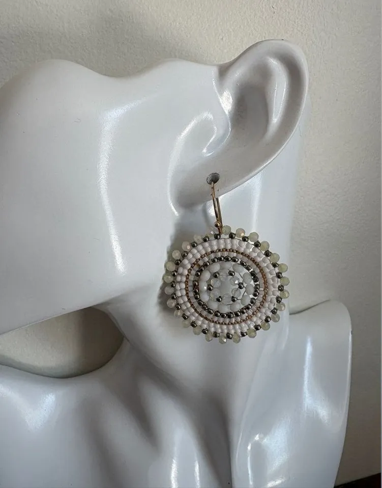 Bohemian Beaded Hoop Earrings Gold