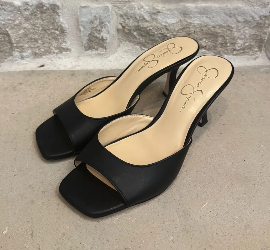 Jessica Simpson black slide sandal heels women’s 7.5