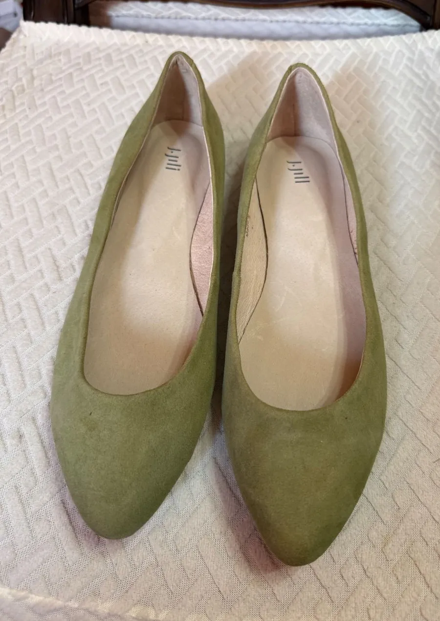 J. Jill Womens Olive Green Suede Pointed Toe Ballet Flats Moss Green Size 8.5