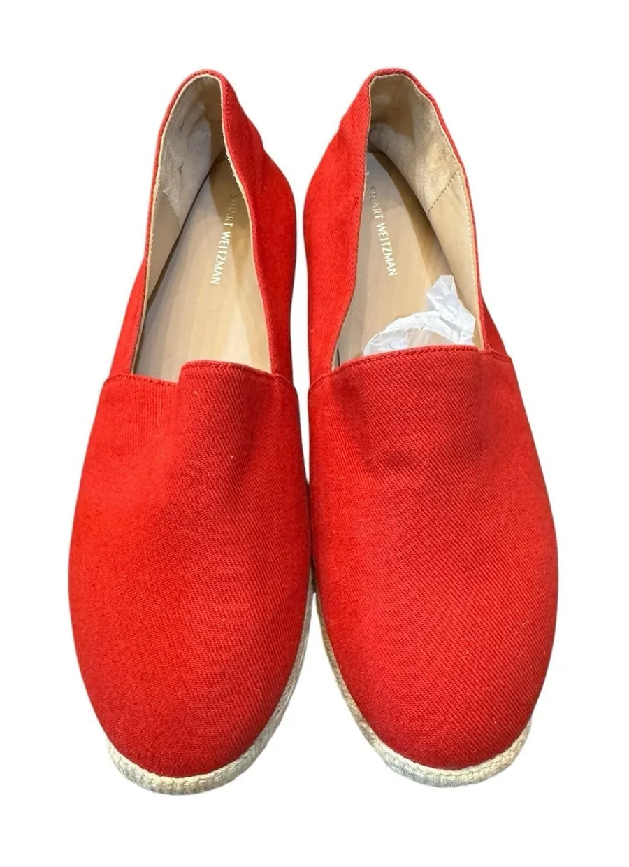 NWOT!! Stuart Weitzman Dree Flat Espadrille Red Size US 9.5 EUR 40 Nautical