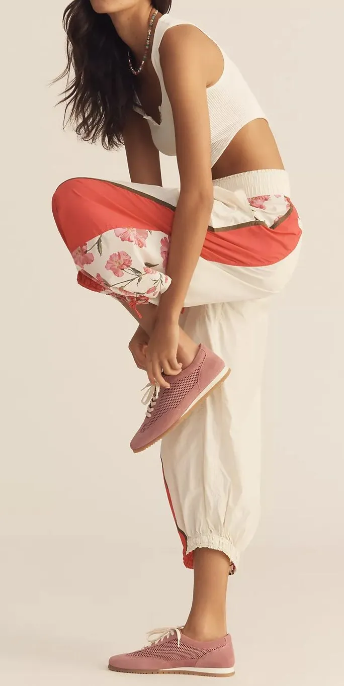 Anthropologie Daily Practice High Hurdle Crop Joggers cream floral size small