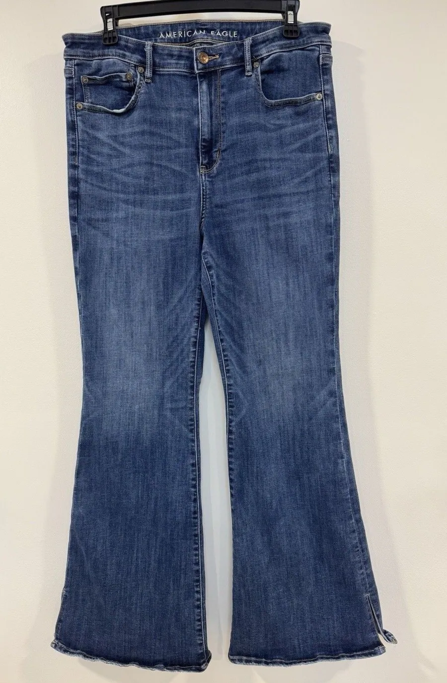 American Eagle Hi Rise Stretch Bootcut Flare Jeans Women's 14x29 Blue Dark Boho