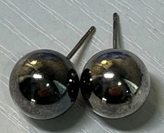 Gunmetal Grey Ball Stud Earrings 10mm Metallic Spherical Minimalist Jewelry Gray