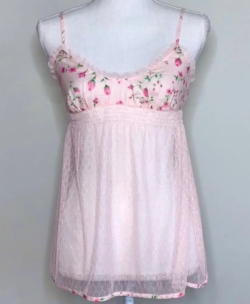 Vintage Victoria’s Secret Rosette Mesh Babydoll