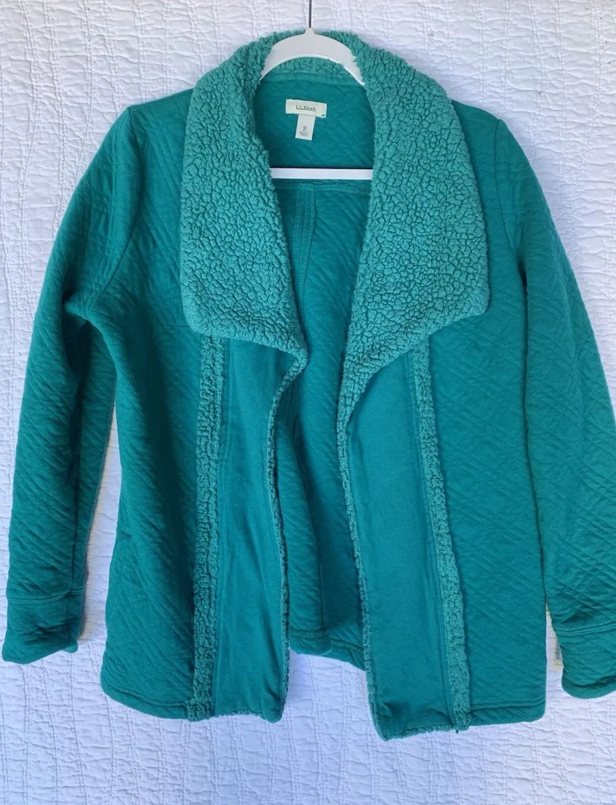 LL Bean jacket, medium size, 100% cotton, women's green 0015