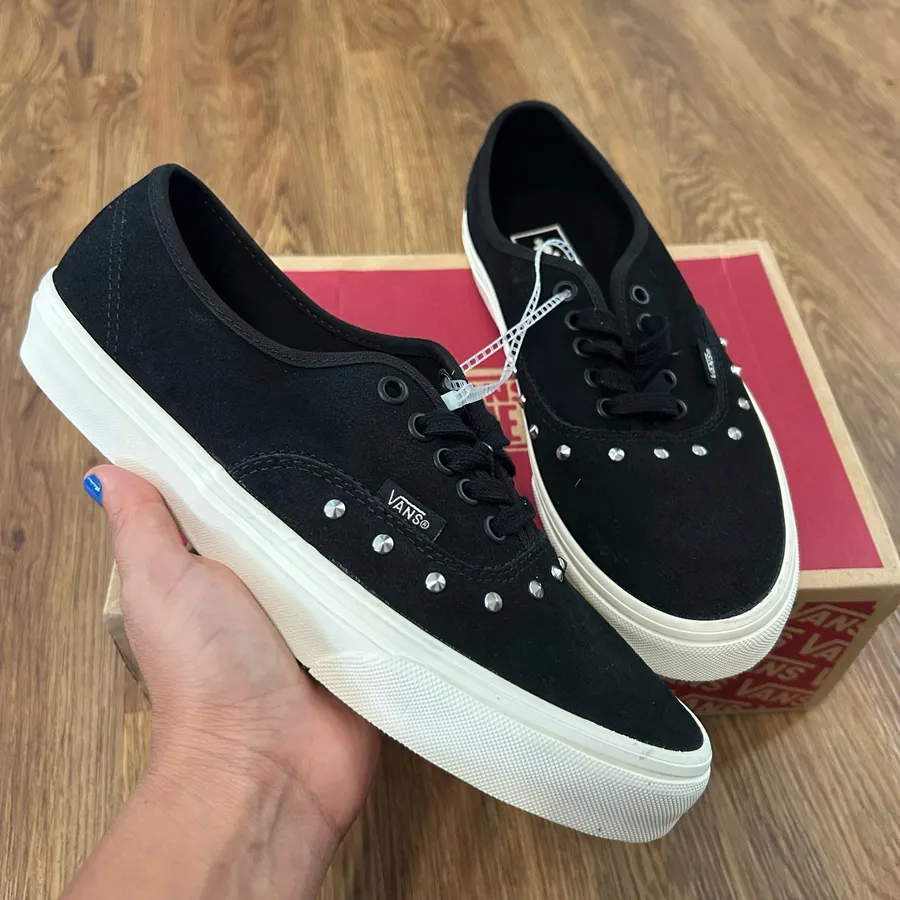 VANS black suede studded lace up shoes sneakers new