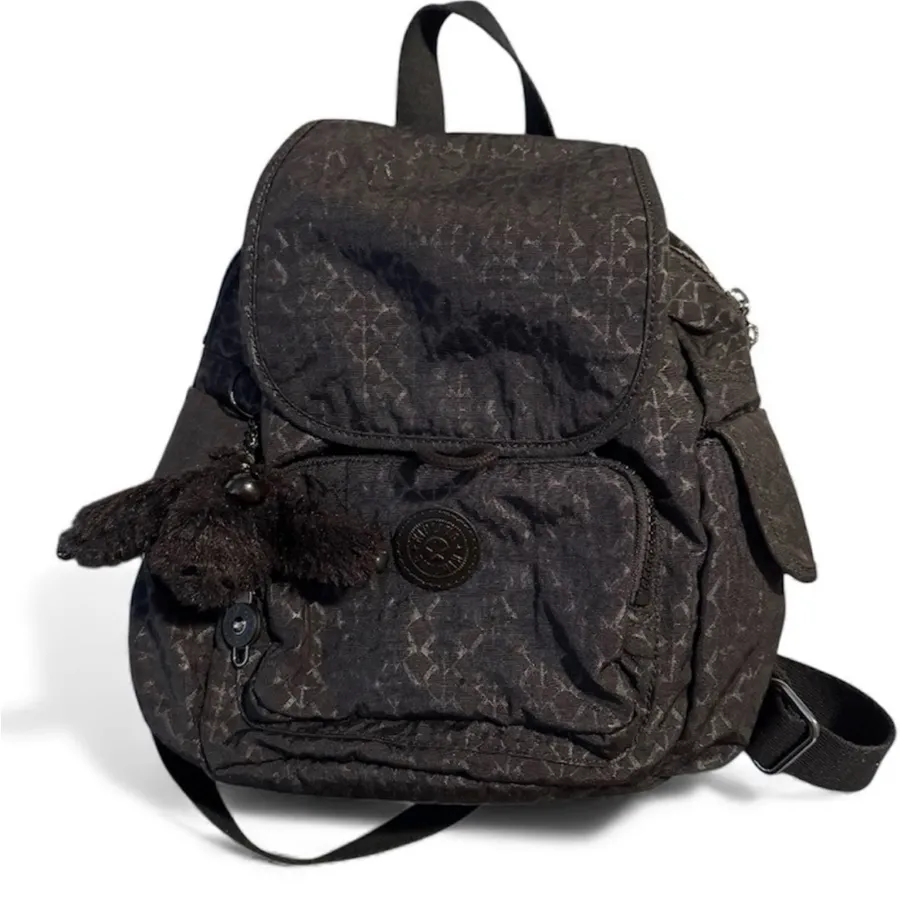 Kipling City Mini Backpack Pattern Black with Monkey
