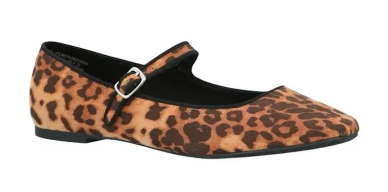 New Time And Tru Women’s Leopard Print Mary Jane Flats Shoes Size 6 NWT Brown