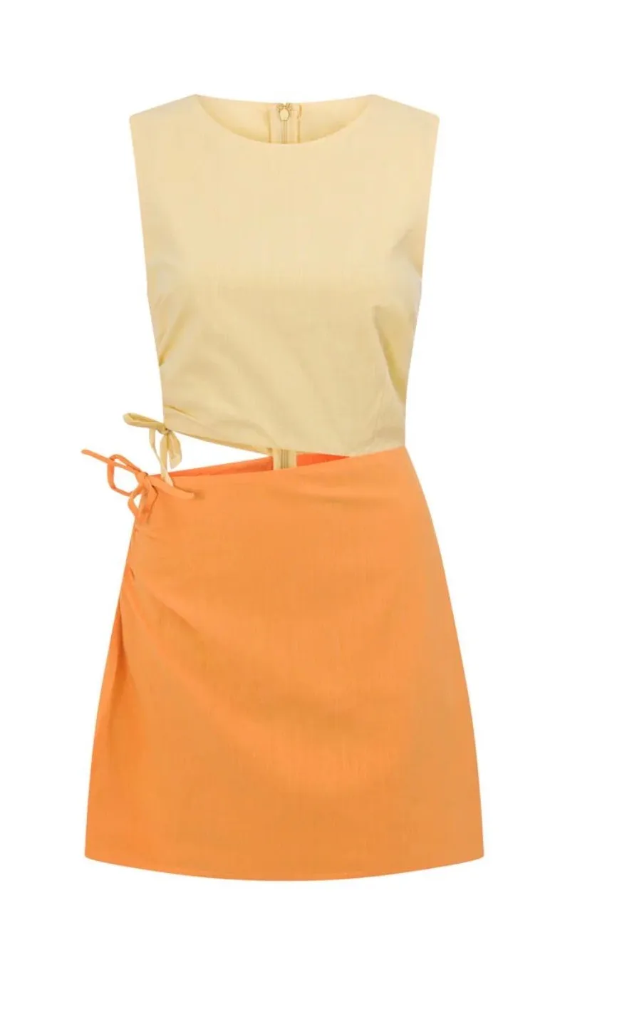 Sabo Skirt Two-Tone Yellow and Orange Mini Dress