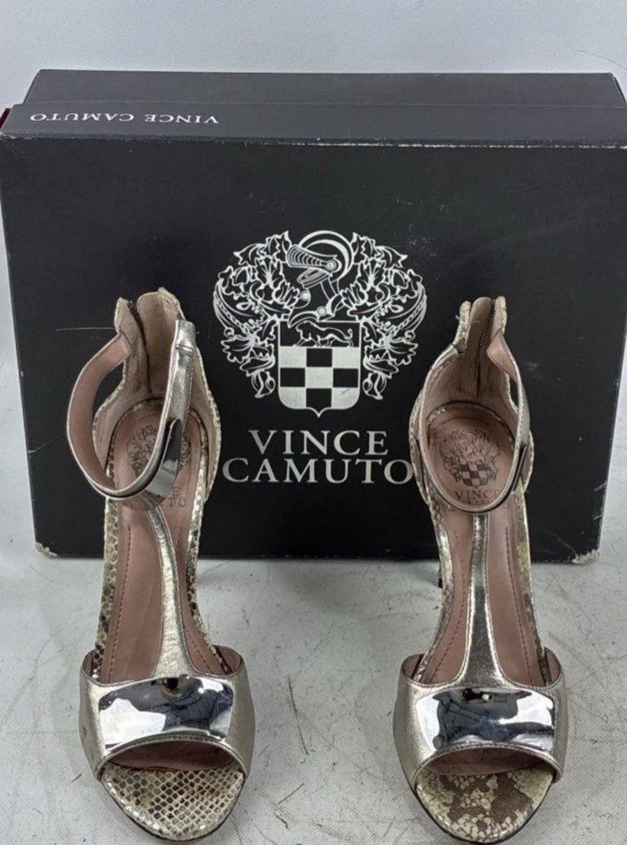Vince Camuto Silver Heels Size 7.5 Dress Shoes IOB Preowned