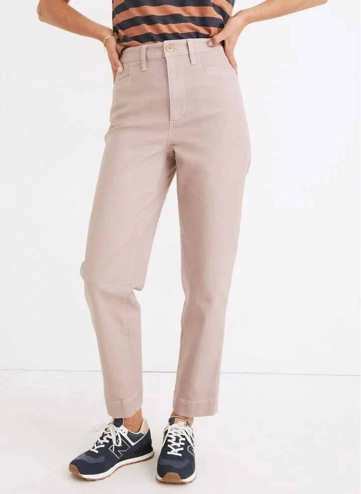 Madewell 26 Slim Emmett Tapered Pants High Rise Vintage Petal Pink MD115 Relaxed
