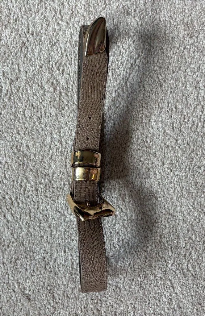Vintage Accessories by Pearl tan embossed leather gold