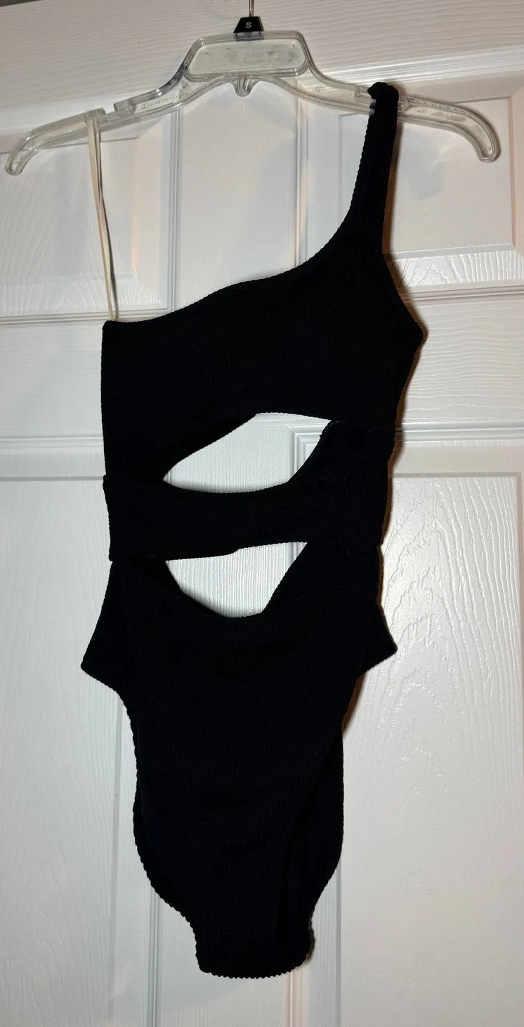 Aerie Black Off the Shoulder One Piece Swimsuit Size Small