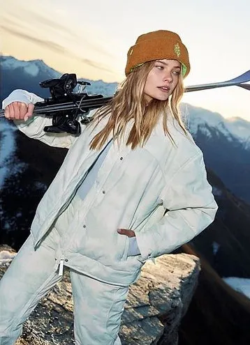 Free People Movement Bunny Slope Printed Puffer Mountain Mint Sage Medium NWT