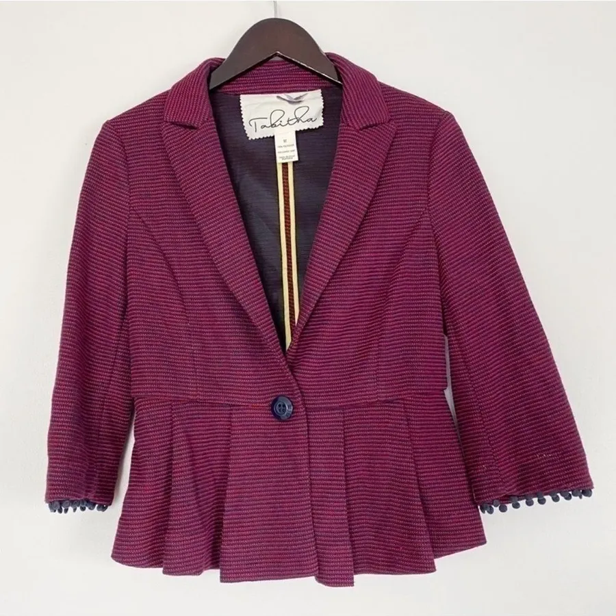 TABITHA Anthropologie Striped Peplum Blazer Jacket