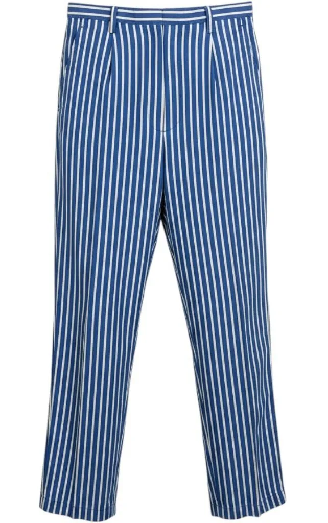 Talbots Cropped Pants Womens 14 Blue White Excellent Striped Stretch Cotton
