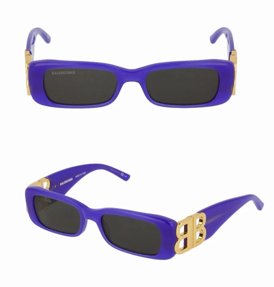 Balenciaga Dynasty BB0096S Purple Rectangle Logo Sunglasses 51mm