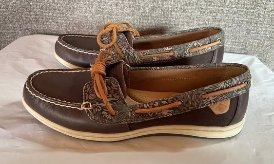 Sperry Top Sider Women’s Barrelfish Animal Print Boat Shoes Size 8 Deck Yacht