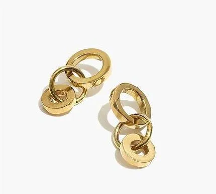 NWT New Madewell To The Market Link Dangle Brass Earrings