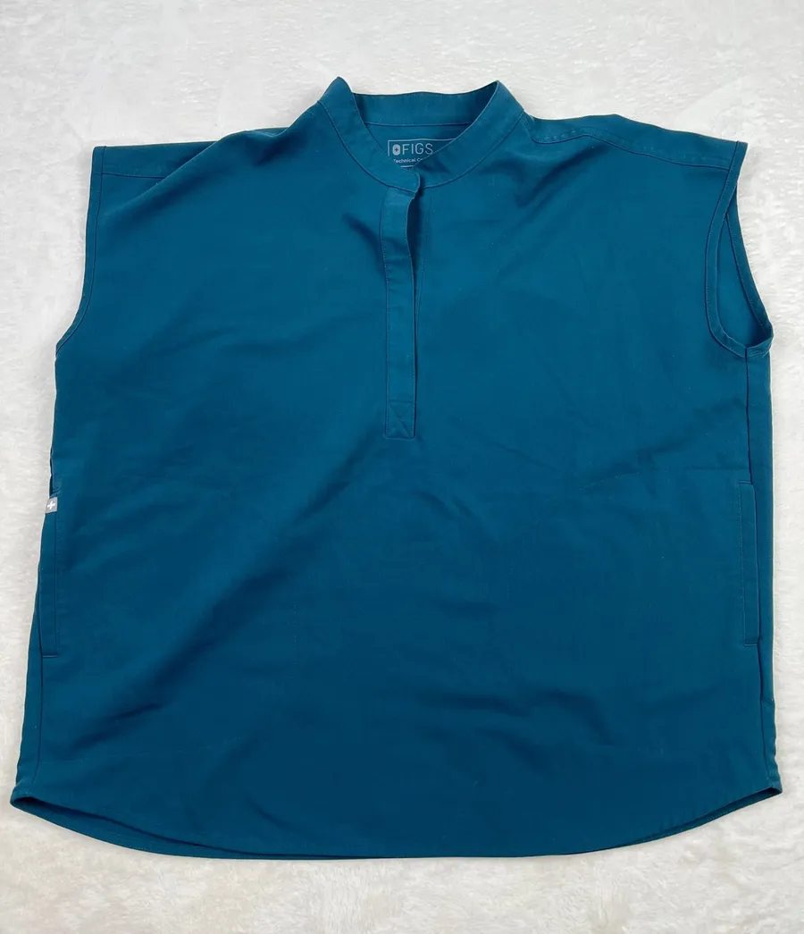FIGS Rafaela Oversized Sleeveless Scrub Top Caribbean Blue Women’s L