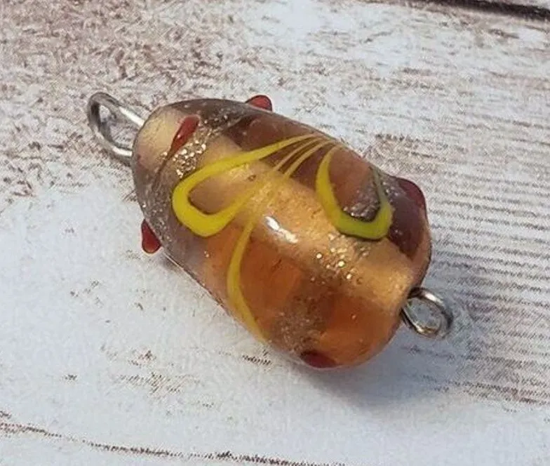 Vintage Pendant Amber Tone Glass with Detail